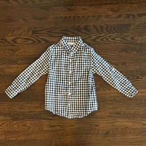 Janie & Jack Boys Black and White Checkered Button-down Shirt, size 4